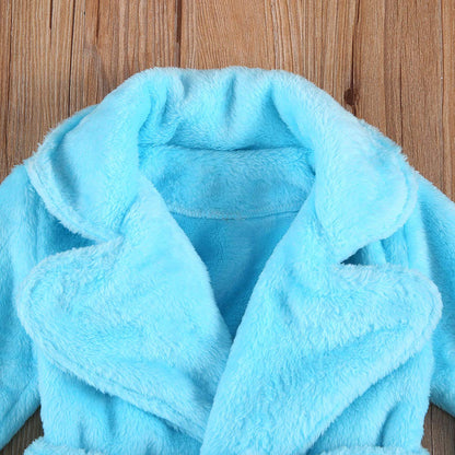Qiylii Unisex Baby Plush Bathrobe Plain Kimono Gown Newborn Toddler Girls Boys Towel Robe Nightwear Clothes
