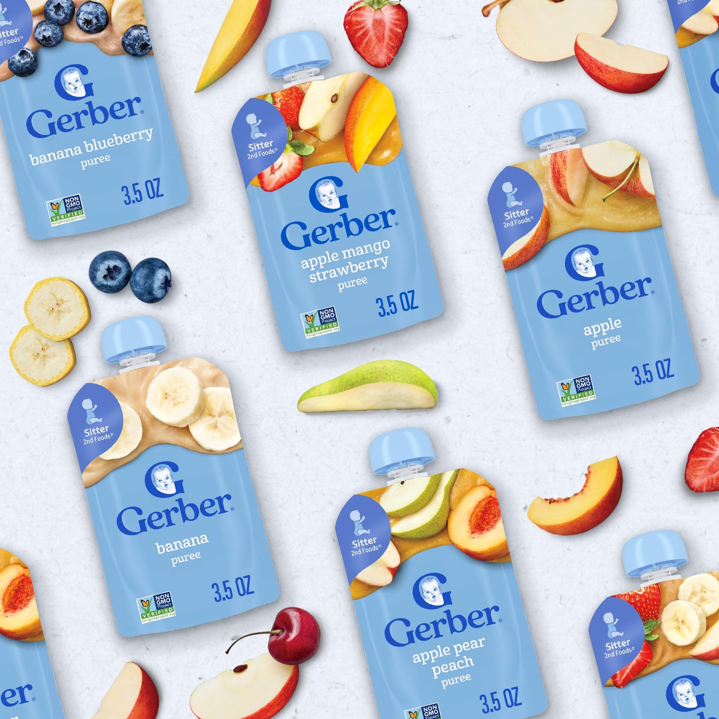Gerber Baby Food Pouches, Toddler 12+ Months, Assorted Fruit Variety Pack, 3.5 Ounce (Set of 18)