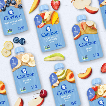 Gerber Baby Food Pouches, Toddler 12+ Months, Assorted Fruit Variety Pack, 3.5 Ounce (Set of 18)