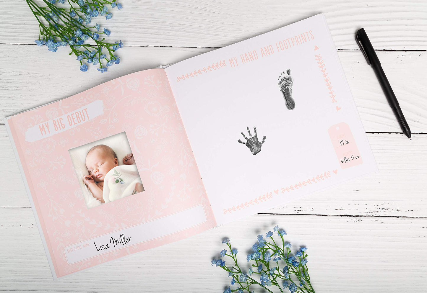 Kate & Milo Baby’s First Year Baby Memory Journal, Gender-Neutral Keepsake, Baby Milestone Memory Book and Photo Album, Perfect for Baby Showers, For New and Expecting Parents, Sky and Elephant