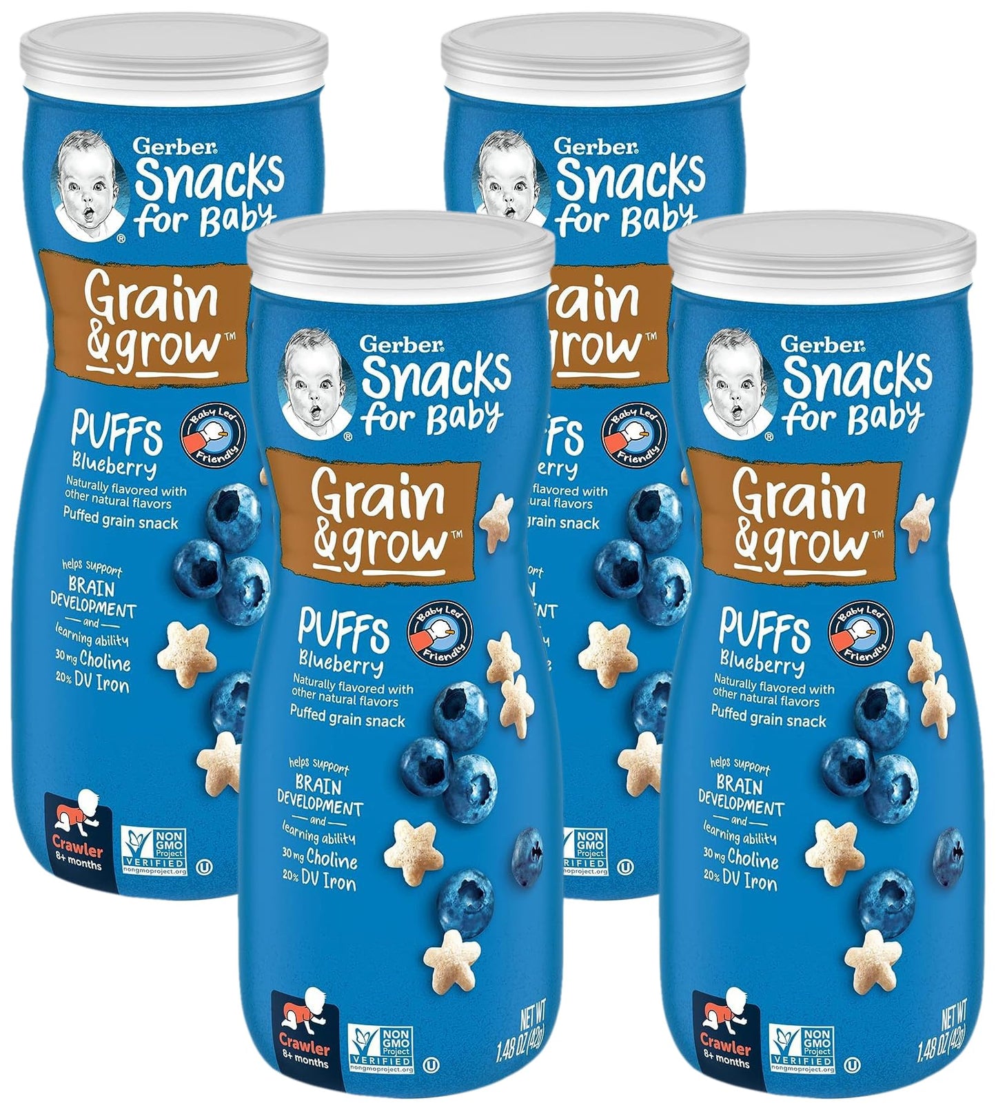 Gerber Baby Snacks, Baby Food, Puffs, Strawberry Apple, 1.48 Ounce