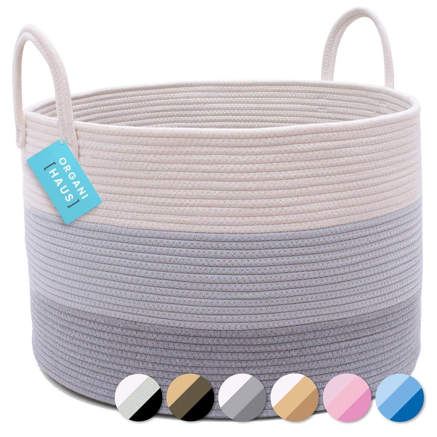 OrganiHaus Large Blanket Basket for Living Room 20x13, Rainbow Rope Basket for Classroom Organization, Toy Storage Basket, Woven Kids Laundry Basket, Baby Toy Box, Cute Storage Basket, Nursery Hamper