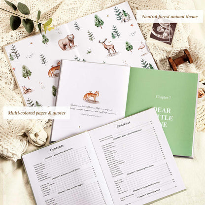 Lanpn Hello Baby First 5 Year Memory Book for Boy Girl - Linen Hardcover Baby Book Keepsake for New Parents - Newborn Baby Journal Scrapbook Photo Album Baby Milestone Book (Beige, 154 Pages)