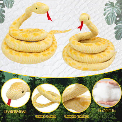 Snake Plush 118inch/300cm Stuffed Snake Animal Large Snake Toys Christmas Birthday Gifts for Boys Girls Kids Giant Stuffed Animals Snake Lifelike Plush Snake Fake Snake Yellow
