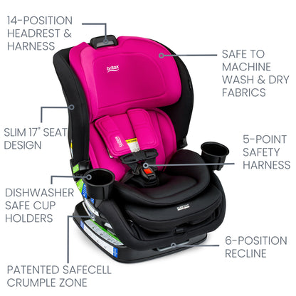 Britax Poplar S Convertible Car Seat, 2-in-1 Car Seat with Slim 17-Inch Design, ClickTight Technology, Arctic Onyx