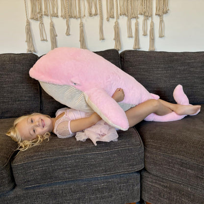 Tezituor 43.3 inch Giant Whale Stuffed Animal, Large Stuffed Whale Plush Ocean Toys, Hugging 4ft Soft Whale Plush Pillow for Girls Boys