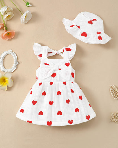 Renotemy Infant Baby Girl Dresses Toddler Girl Clothes Summer Cotton Linen Boho Smocked Sundress Gift for Girls with Hat