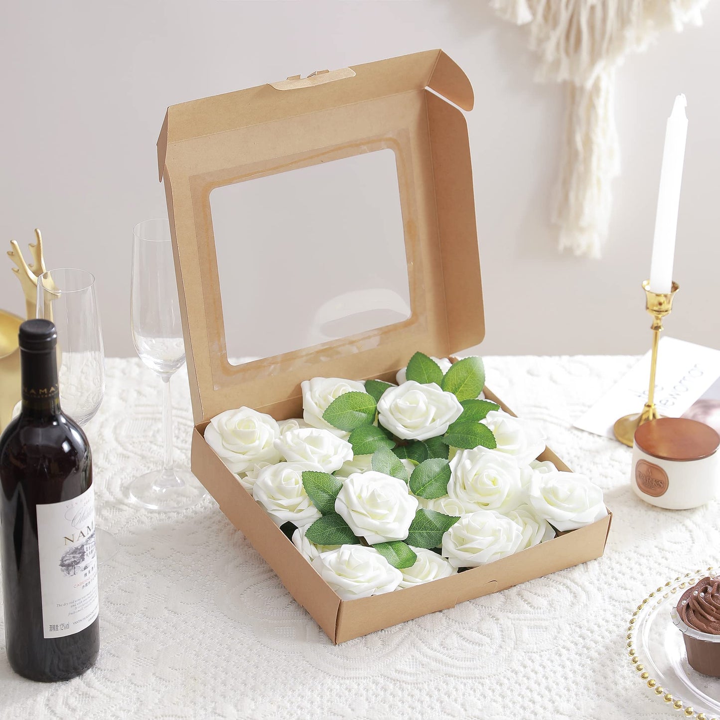 Artificial Flowers Combo, Fake Flowers for DIY Tables Centerpieces Baby Shower Bridal Shower Wedding Bouquet Arrangements Party Candle Holder Cake Decor Flower Home Decorations