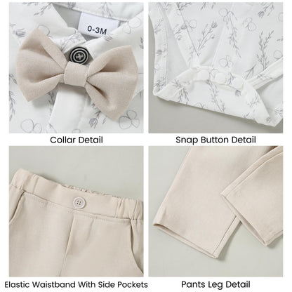 YALLET Baby Boy Clothes Suit 0-24 Months Infant Gentleman Outfits Formal Dress Shirt+Bowtie+Vest+Pants Set Baby Wedding Suits