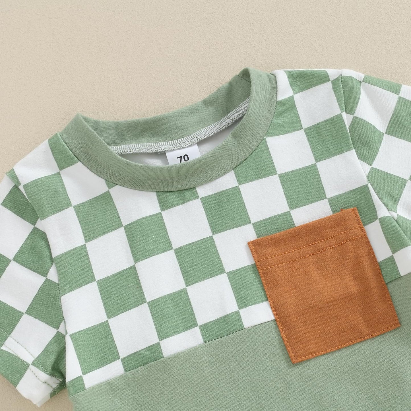 Toddler Baby Boy Summer Clothes Set Short Sleeve Checkered Tops & Shorts Novelty Color Block Outfits