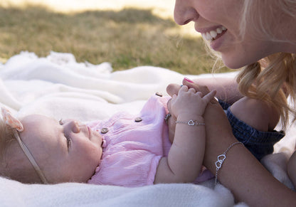 Cherished Moments Sterling Silver Mom and Me Double Heart Bracelet Sold as a Set or individually
