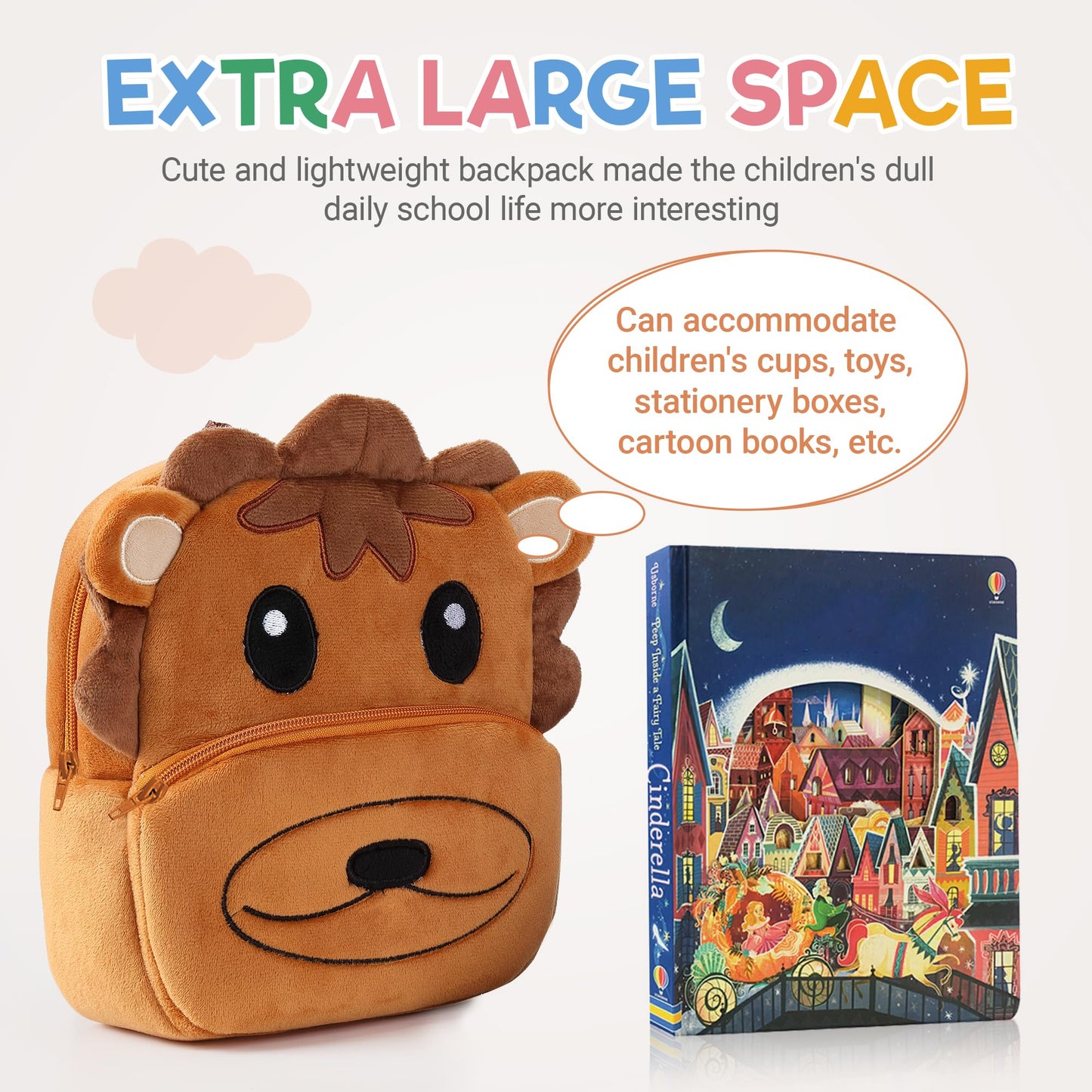 MICHLEY Toddler Backpack Plush Animal SchoolBag Cartoon Girls Travel Bag Mini Baby Daypack for Kids Kindergarten Pre School Bags, Cow