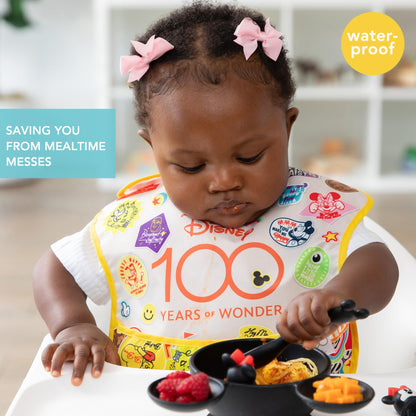 Bumkins Disney Bibs for Girl or Boy, SuperBib Baby and Toddler 6-24 Months, Essential Must Have for Eating, Feeding, Baby Led Weaning, Mess Saving Waterproof Soft Fabric, 3-pk Pooh Bear and Friends