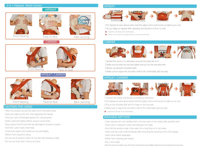Baby Carrier 3-in-1 Ergonomic Infant Carrier Soft Baby Holder 3 to 36 Months,4 Season/All Seasons,Newborn to Toddler with Hood All Position Baby Hipseat (Pink)
