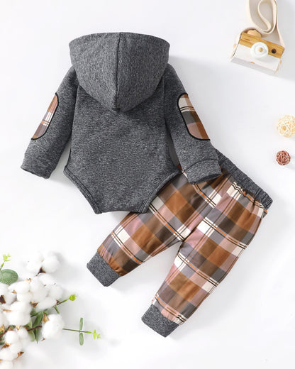 Renotemy Newborn Baby Boy Clothes Infant Boy Outfits Baby Hoodie Romper Fall Winter 0 3 6 9 12 18 Months Baby Clothes for Boy