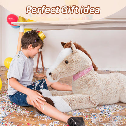 Tezituor 47 Inch Giant Horse Stuffed Animal, 4ft Realistic Chocolate Stuffed Horse Plush Toy, Hugging Soft Horse Pony Plush Pillow for Boys Girls,