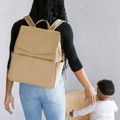 Freshly Picked Classic II Diaper Bag Backpack, Wipeable Vegan Leather With Changing Pad (Sage Green V2)