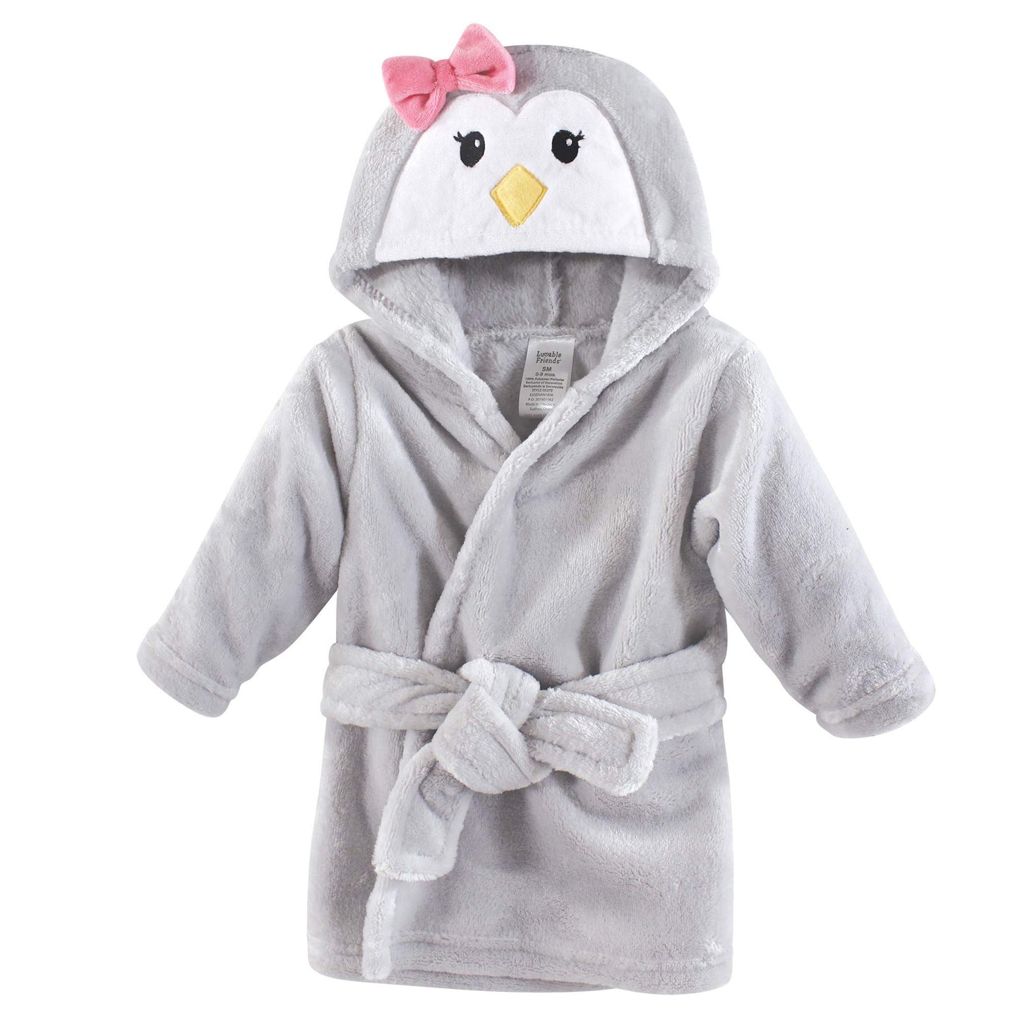 Luvable Friends Unisex Baby Plush Bathrobe, Floral, 0-9M