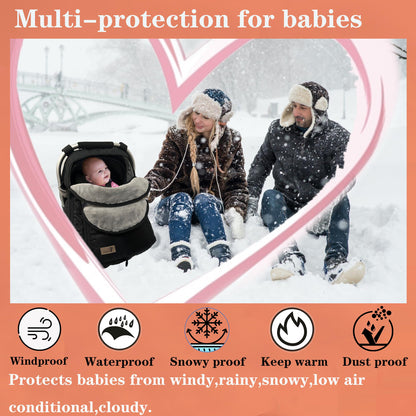 Winter Carseat Cover for Baby Cold-Weather Shield Protection - Baby Car Seat Cover for Infant Car Seat,Waterproof and Windproof Canopy CarSeat Covers for Baby Warm and Cozy Car Seat Covers