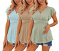 Ekouaer Maternity Shirts 3 Packs Flying Short Sleeve Nursing Tops Pregnancy Clothes