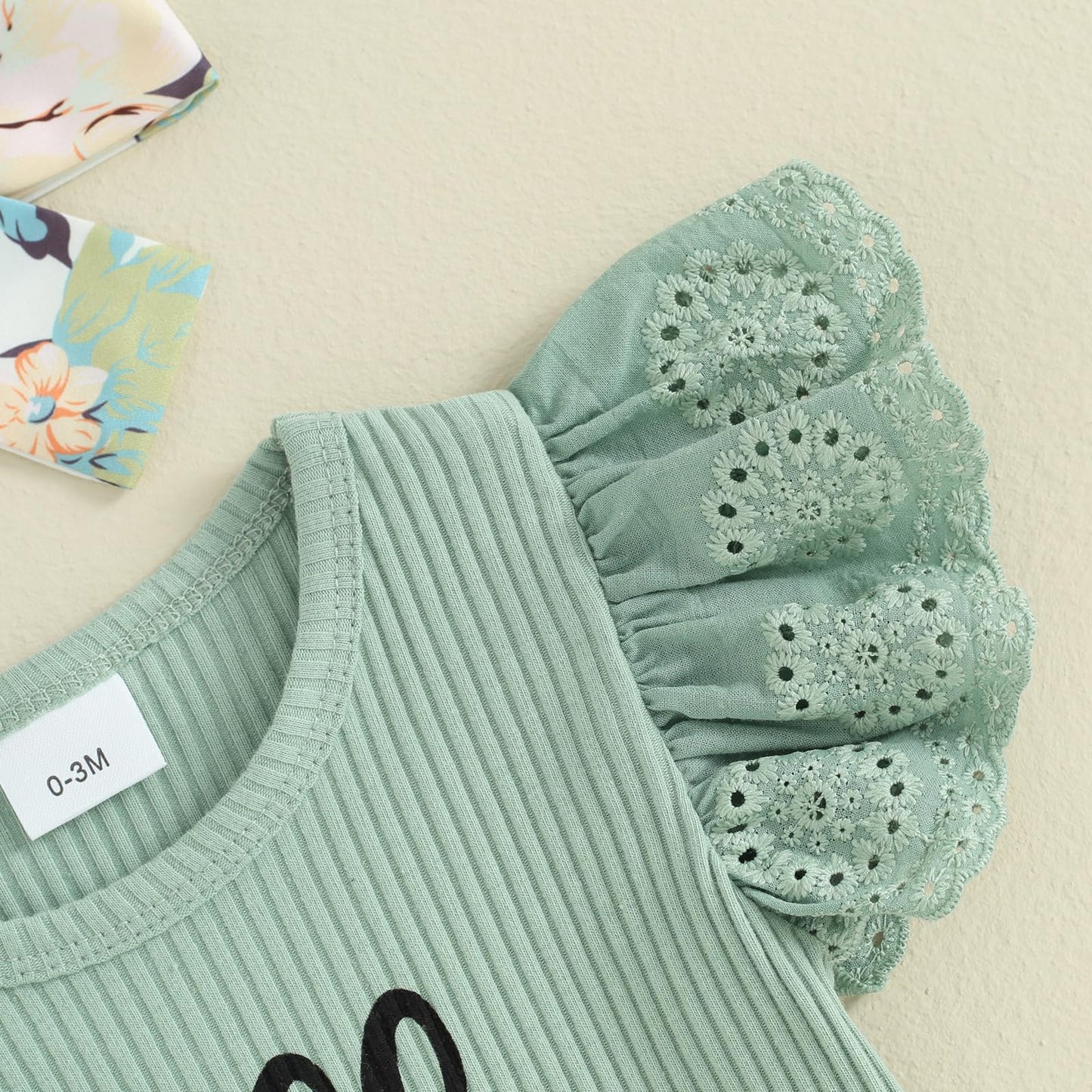 Hello World Newborn Outfit Baby Girl Going Home Outfit Ruffle Ribbed Romper Top Floral Pants Set Cute Summer Clothes