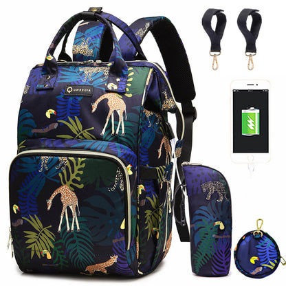 Diaper Bag Backpack for Dad and Mom with USB Charging Port Stroller Straps and Insulated Pocket,army military Travel Nappy Backpack for Daddy/Mommy (Black)