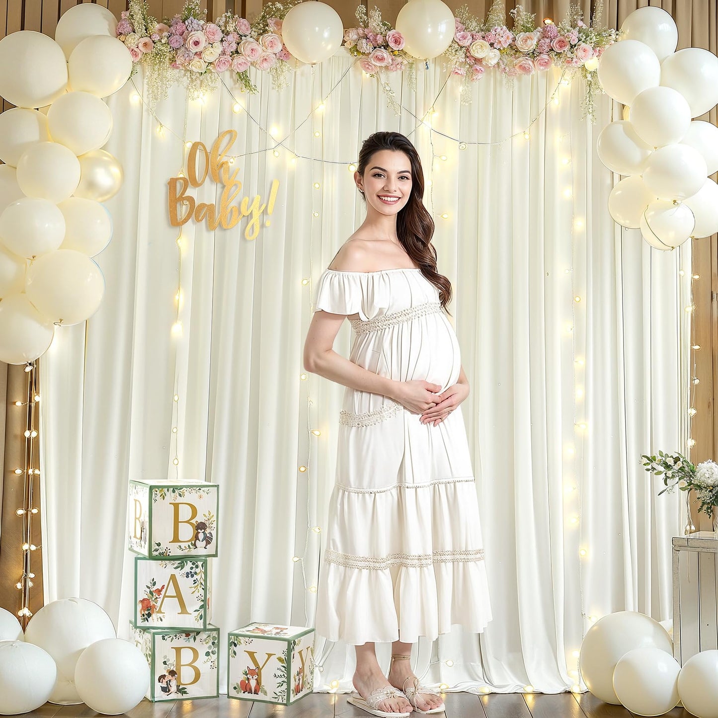 10x10ft Pink Backdrop Curtain with Lights String for Parties Wedding Wrinkle Free Soft Curtains Photo Backdrop Drapes for Girls Birthday Baby Shower Background Decorations 5x10ft, 2 Panels
