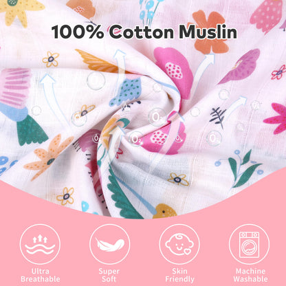 Rquite Car Seat Cover, Muslin Cotton Infant Car Seat Canopy, Breathable Baby Carrier Cover, Summer Stroller Sun Shade, Flower