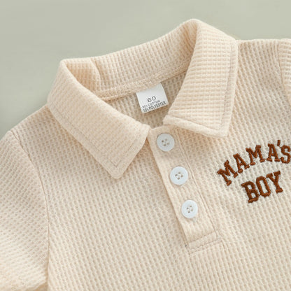 Baby Boy Rompers Half Button-up Jumpsuit Short Sleeve Bodysuit Summer Clothes