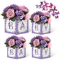 TSVATE Pink Baby Shower Boxes Decorations - 4 Baby Shower Centerpiece Boxes Gender Reveal First Birthday Centerpiece Decors (Without Flowers)