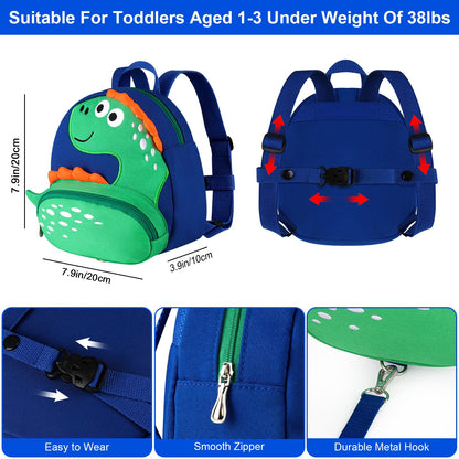 Accmor Toddler Harness Backpack Leash, Cute Dinosaur Backpacks with Anti Lost Wrist Link, Cute Mini Child Backpack Wristband Tether Strap and Protection Leashes for Boys Girls Aged 1-3 Years