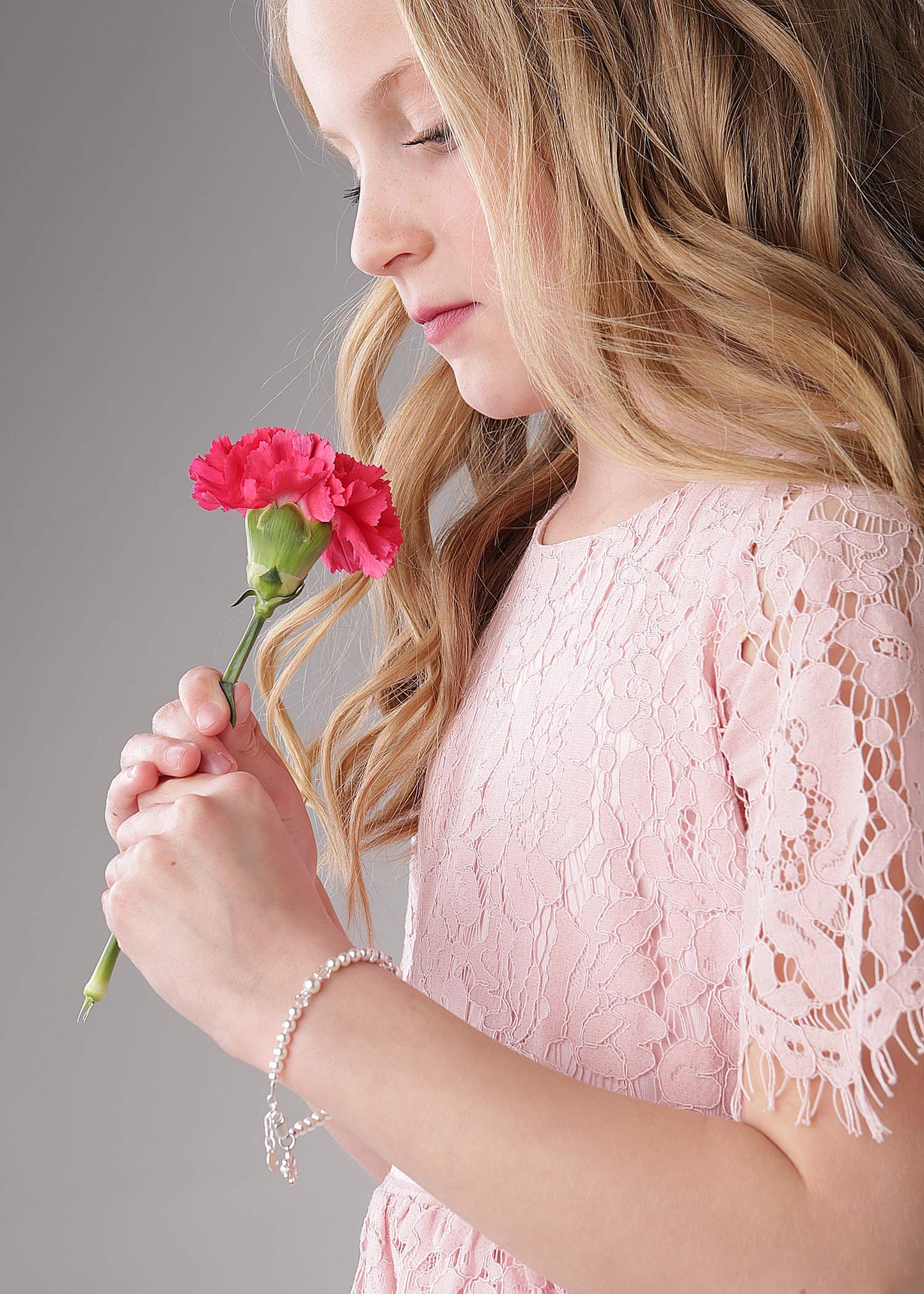 Cherished Moments Baby or Children's Sterling Silver Flower Girl Bracelet with High-End Simulated Pearls with Daisy Charm for Infants, Toddlers, Kids, or Little Girls