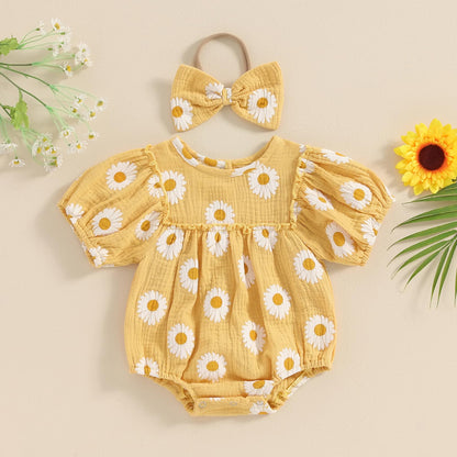 FIOMVA Summer Chicken Baby Clothes Newborn Baby Girl Farm Outfit Toddler Short Sleeve Bubble Romper Infant Bodysuit