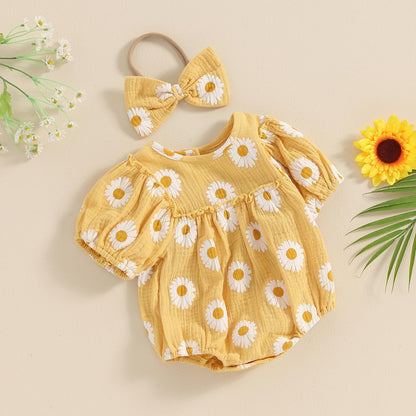 FIOMVA Summer Chicken Baby Clothes Newborn Baby Girl Farm Outfit Toddler Short Sleeve Bubble Romper Infant Bodysuit