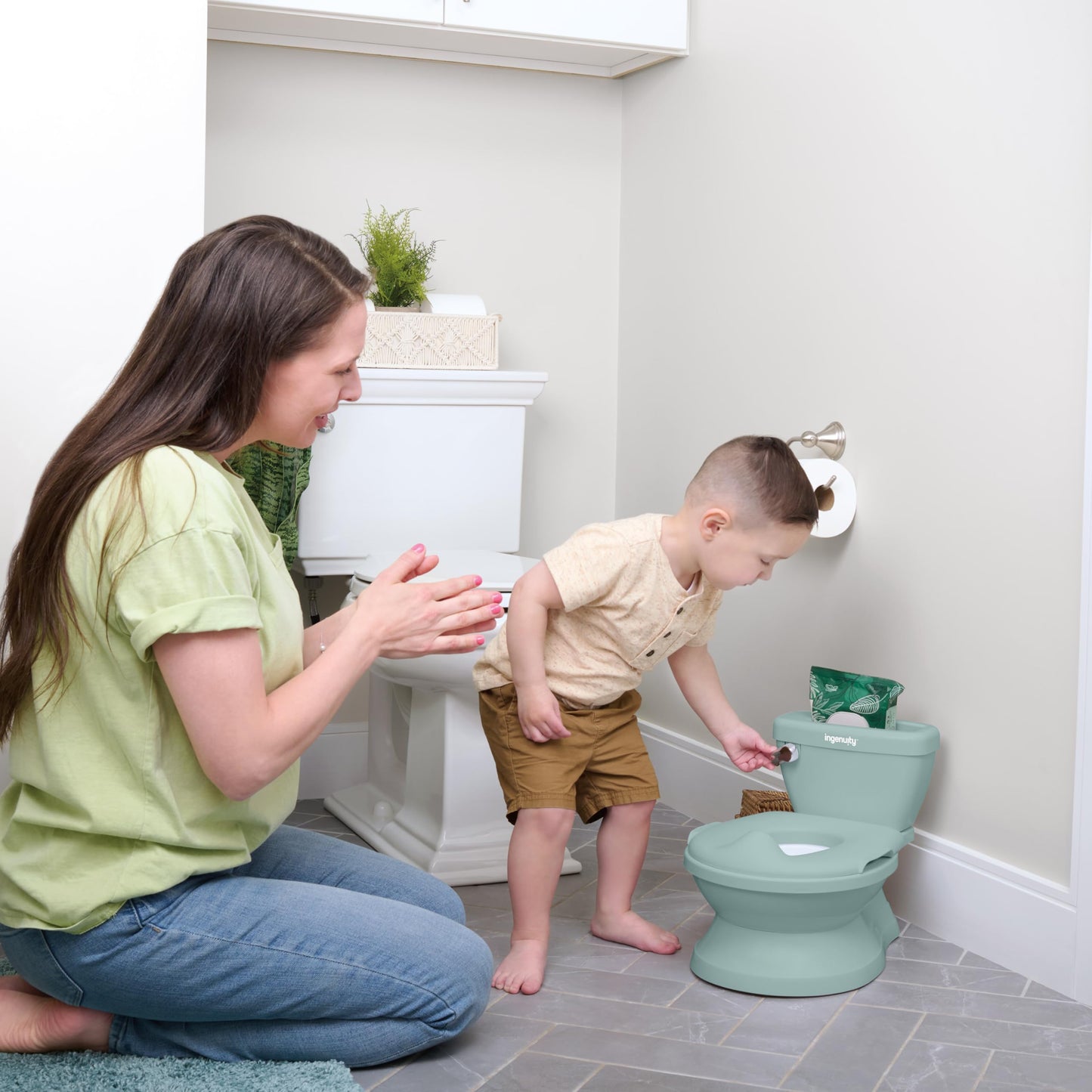 Summer Infant by Ingenuity My Size Potty Pro in White, Toddler Potty Training Toilet, Lifelike Flushing Sound, for Ages 18 Months+, Up to 50 Pounds