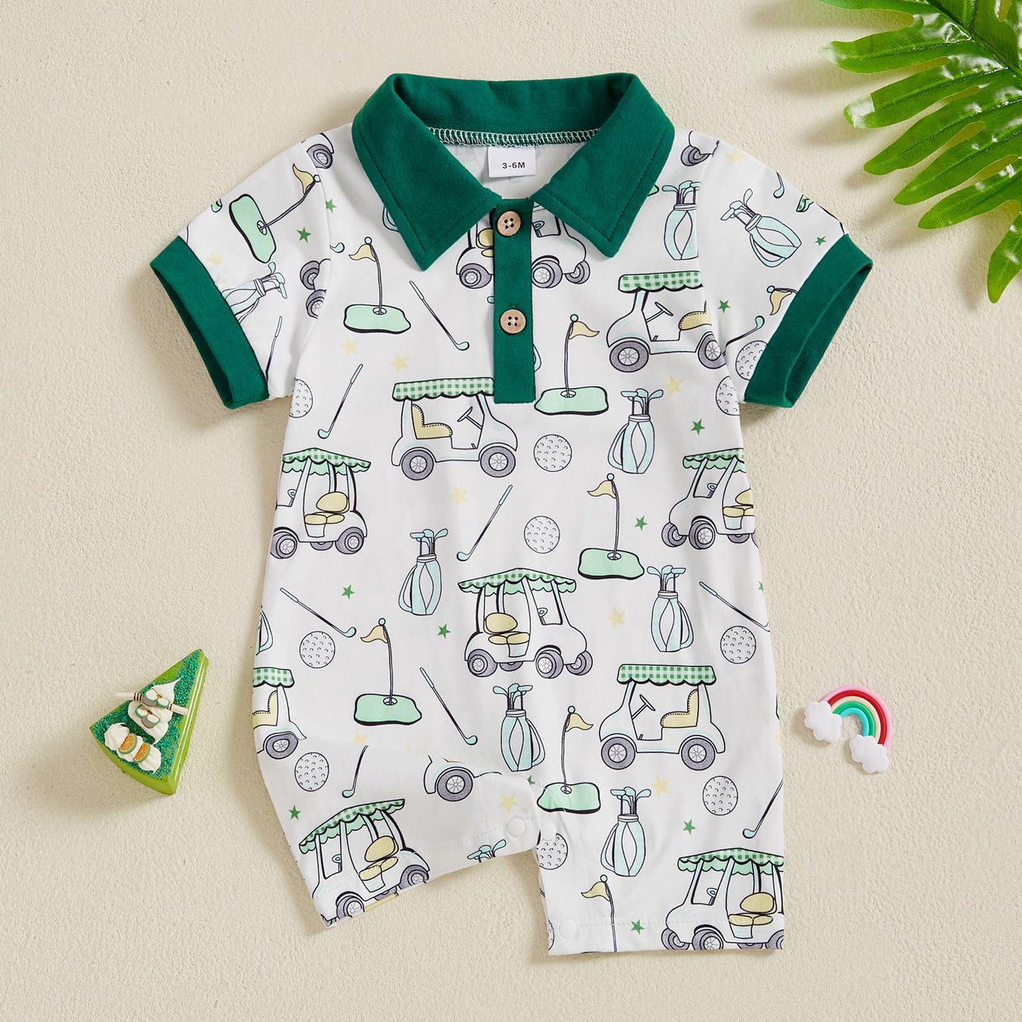 Baby Boy Rompers Half Button-up Jumpsuit Short Sleeve Bodysuit Summer Clothes