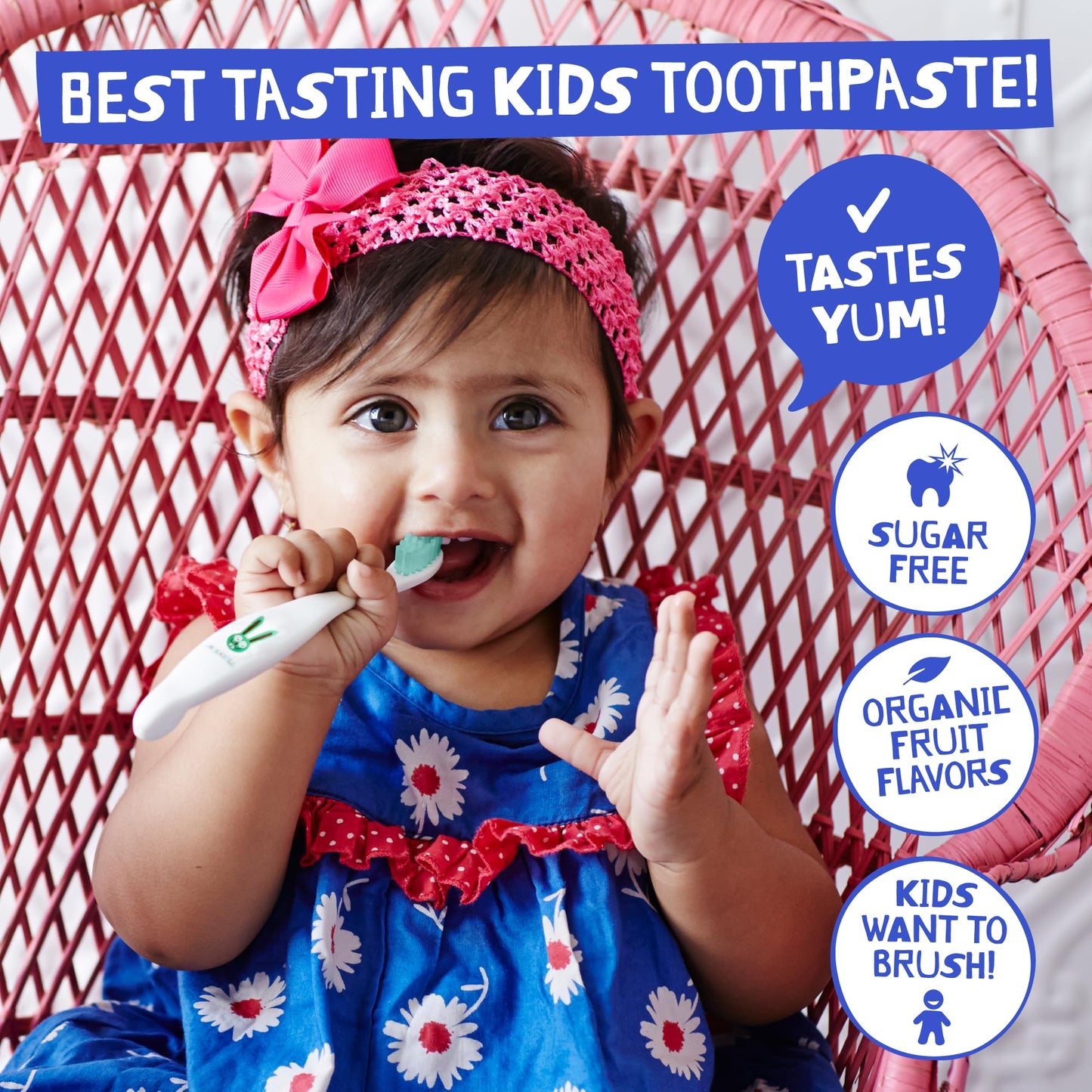 Jack N' Jill Natural Toothpaste for Baby and Infants - Fluoride Free Training Toothpaste, 40% Xylitol, BPA Free - Strawberry, 1.76 oz (Pack of 1)