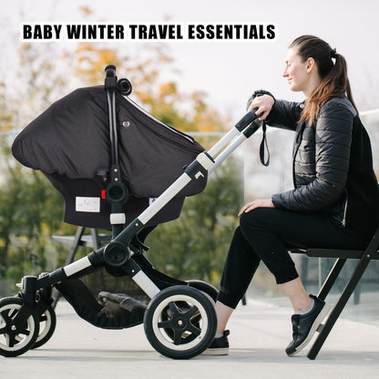 Rquite Car Seat Cover Baby, Carseat Covers Boy Girl, 2 Layers Window -Breathable Mesh & Wind/Sun Shade, Infant Car Seat Canopy Baby Carrier/Stroller Cover, Fit Spring, Fall, Winter, Cold Weather