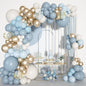 Ouddy Life 180pc Dusty Baby Balloons Arch Garland Kit, Blue Baby Shower Decorations Boy with Fog, Sand, White, Chrome, Gold, Champagne Balloons for Birthday, Boho, Bridal Shower Party Decor