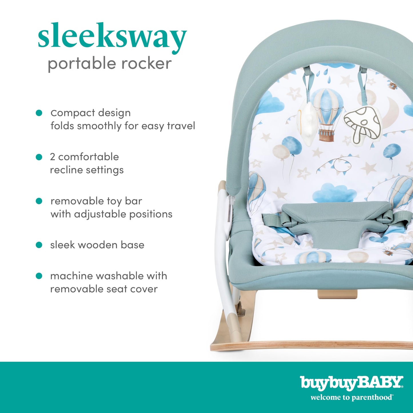 BuyBuy Baby by Evolur SleekSway Portable Rocker in Mint White