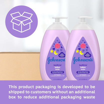 Johnson's Moisturizing Bedtime Baby Lotion with Coconut Oil & NaturalCalm Aromas to Help Relax Baby, Hypoallergenic & Free of Parabens, Phthalates & Dyes, Mild Baby Skin Care, 27.1 fl. oz
