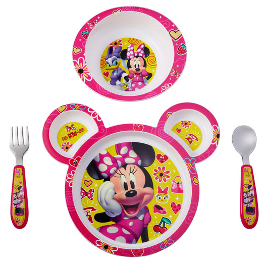 The First Years Bluey 4-Piece Place Setting - BPA Free Dishwasher Safe Toddler Dinnerware Set with Divided Plate, Bowl, Fork, Spoon - Multicolor