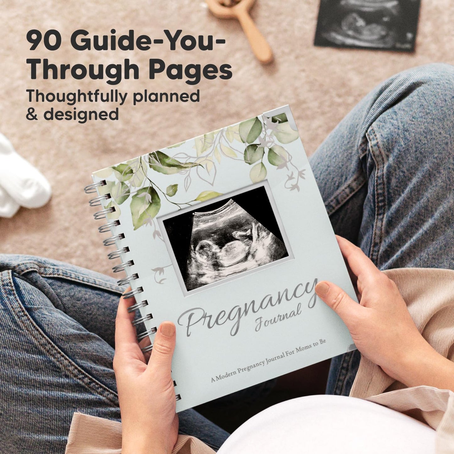 Pregnancy Journal for First Time Moms Gifts - 90 Pages Hardcover Pregnancy Memory Book, Beautiful & Cute Baby Book Keepsake, Ultrasound Baby Scrapbook, First Mother's Day Gifts (Alpine)