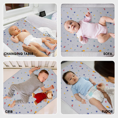 Vegan Leather Baby Changing Mat - Wipeable Portable Changing Pad, Foldable Travel Changing Mat for Baby, Newborns Toddlers Shower Gifts (Flower,20"*28")