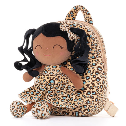 Gloveleya Toddler Backpack Baby Ballerina Girl Gifts Plush Curly Hair Ballet Backpack - Black Blonde 9 inches