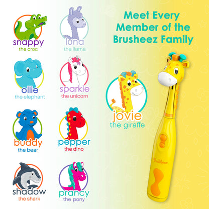 Brusheez Kids’ Electric Toothbrush Set - Safe & Effective for Ages 3+ - Parent Tested & Approved with Gentle Bristles, 2 Brush Heads, Rinse Cup, 2-Minute Timer, & Storage Base (Sparkle The Unicorn)