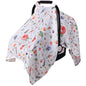 Rquite Car Seat Cover, Muslin Cotton Infant Car Seat Canopy, Breathable Baby Carrier Cover, Summer Stroller Sun Shade, Flower