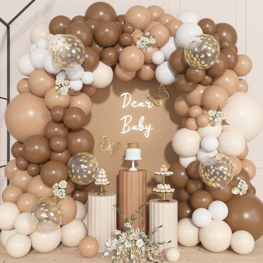 Ouddy Life 157 Pcs Boho Dusty Pink Balloons Arch Garland Kit, Blush Neutral Pink Sand White Metallic Gold Different Size Balloon for Girls Baby Shower Birthday Wedding Gender Reveal Party Decorations