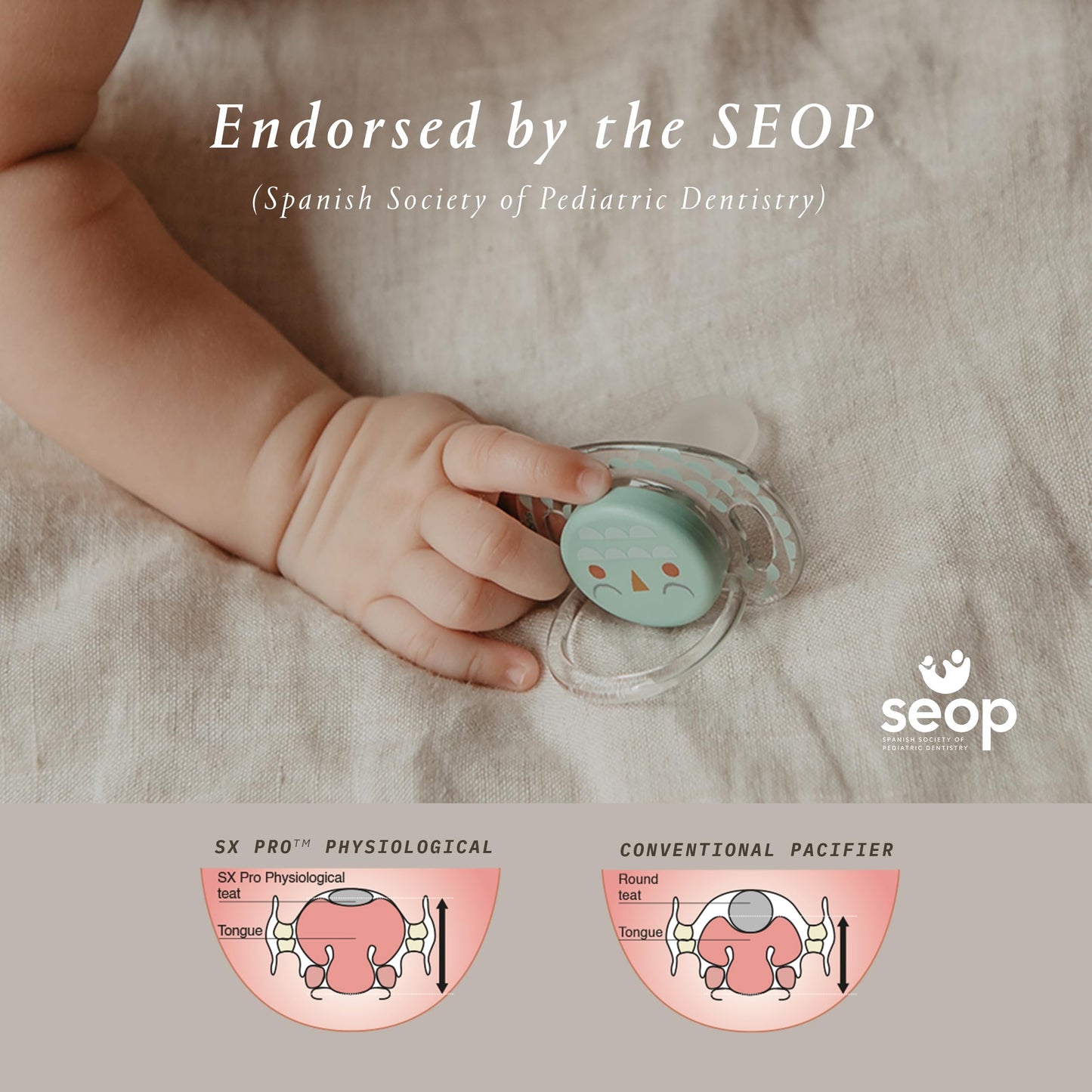 Suavinex Bonhomia SX PRO Physiological Pacifier, Supports Breastfeeding Babies, Pacifiers 18+ Months, 2 Pack Baby Pacifier, Baby Accessories, (Pink/Beige)