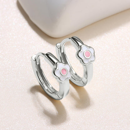 MILACOLATO 925 Sterling Silver Small Hoop Earrings Toddler 18K Gold Plated Daisy Earrings Pink Yellow FLower Huggie Hoop Earrings for Women Hypoallergenic Earrings for Sensitive Ears